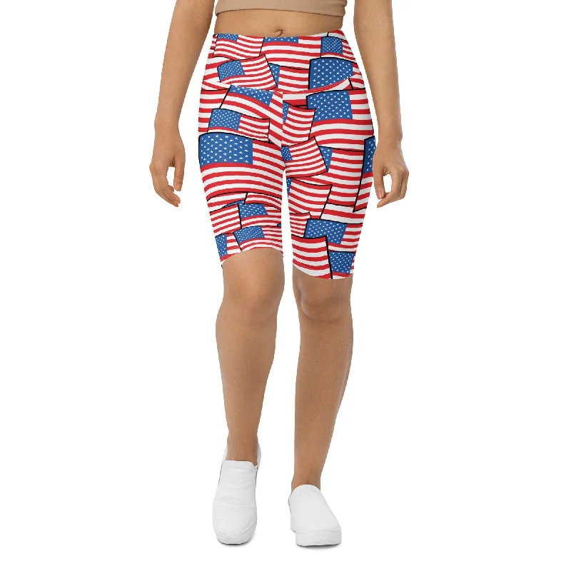 Quality Tailoring American Flag Pattern Biker Shorts