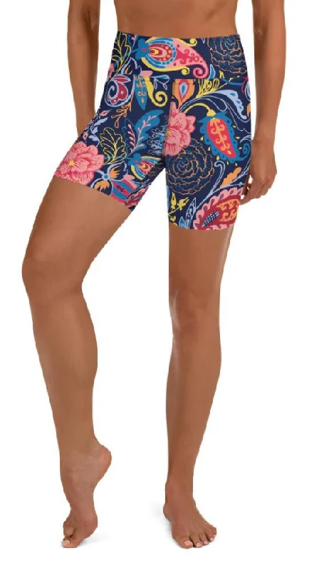 Fresh And Fashionable Art Deco Floral Yoga Shorts