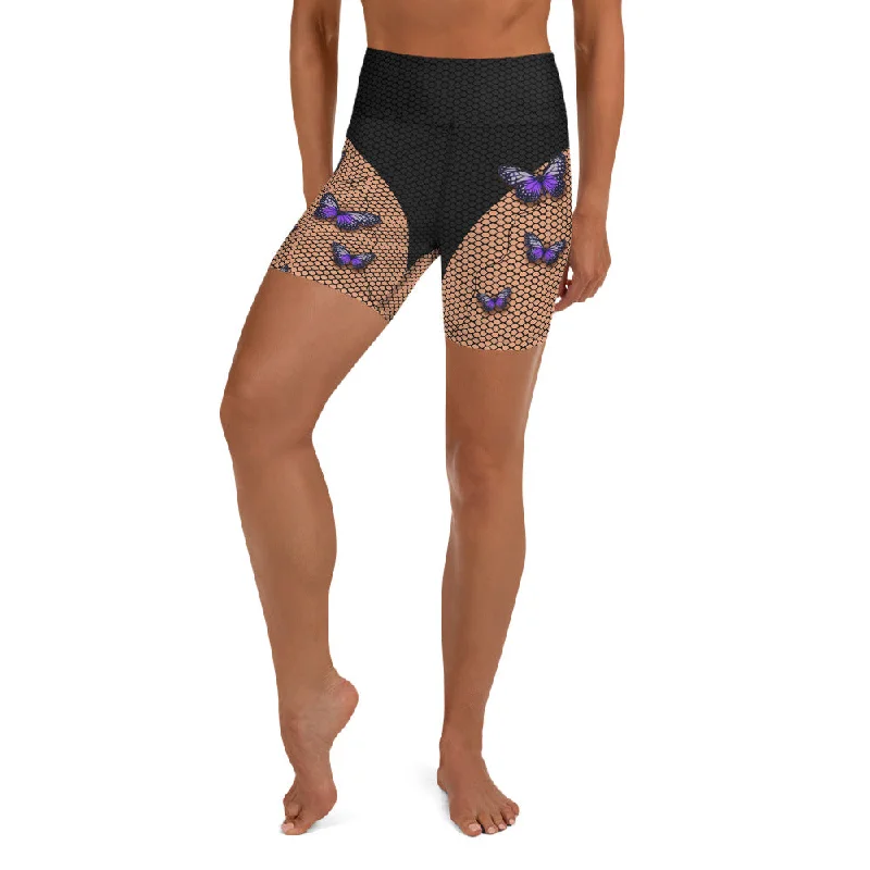 Quality Tailoring Bold Butterfly Mesh Yoga Shorts