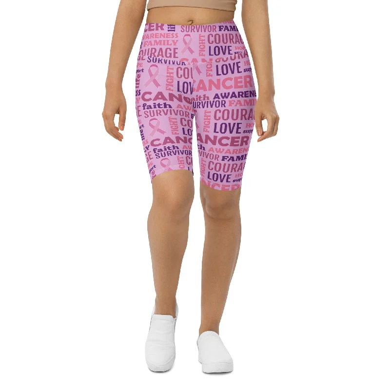 Denim Design Breast Cancer Awareness Biker Shorts