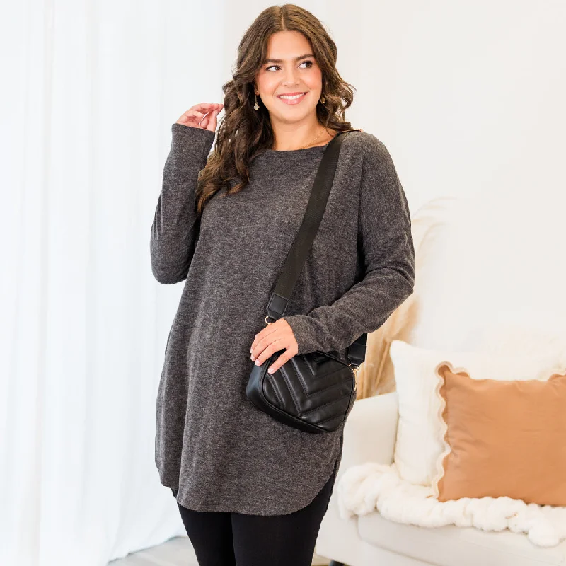 Celebrity Style Cafe Cutie Tunic, Charcoal