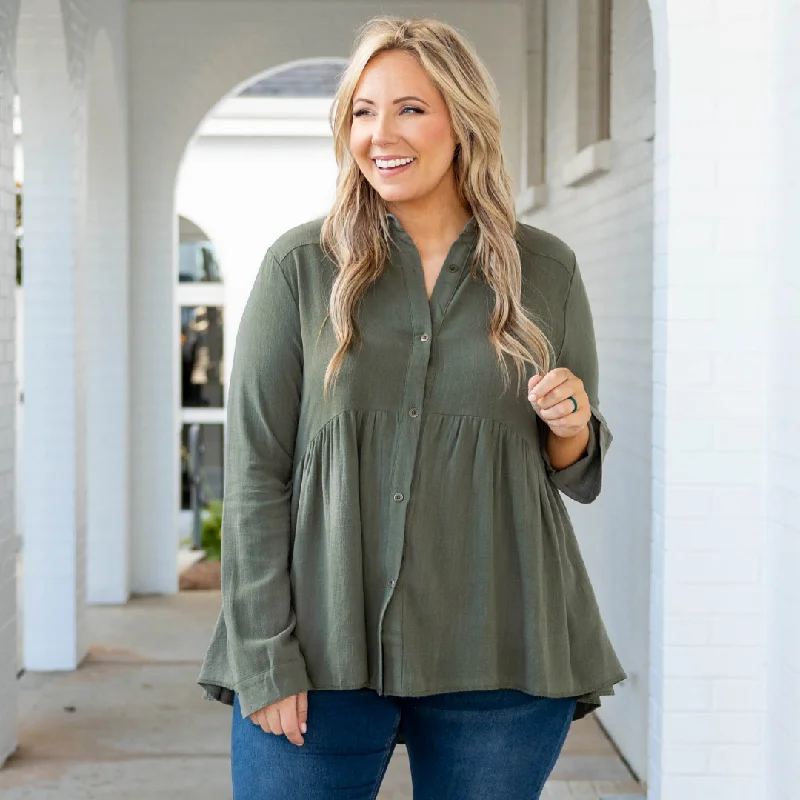 High-quality Fabrics Call On Me Top, Army Green