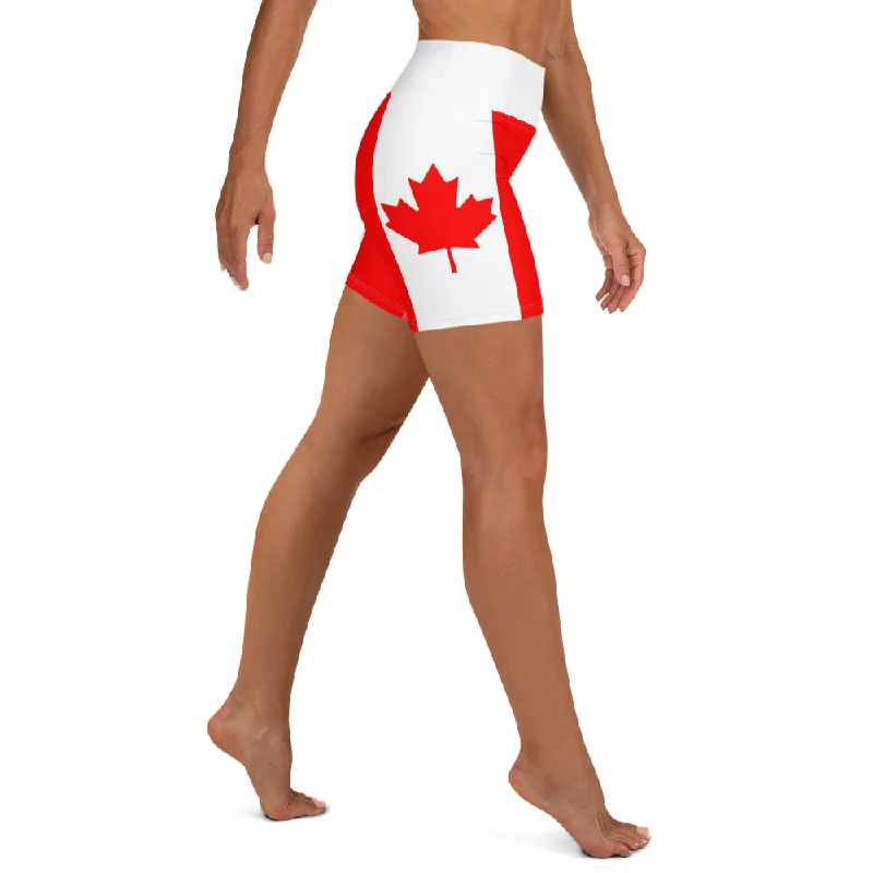 Stylish Wear Canada Flag Yoga Shorts