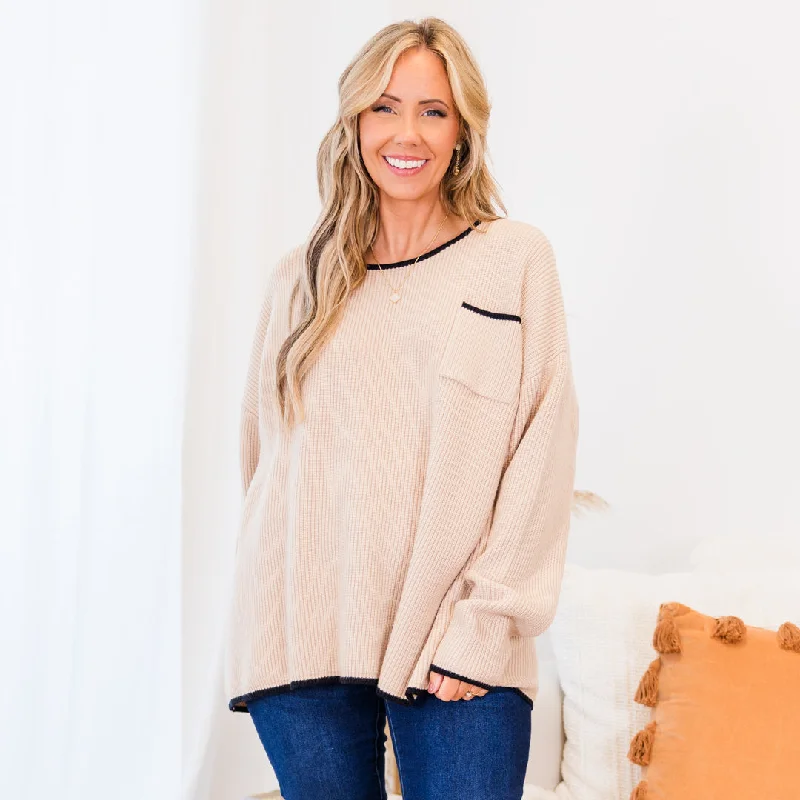 Fashionable Items Can't Keep Going Sweater, Taupe