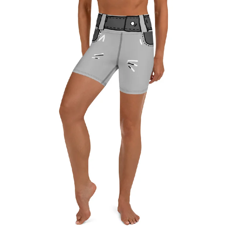 Simple Solid Color Cartoonized Monochrome Yoga Shorts