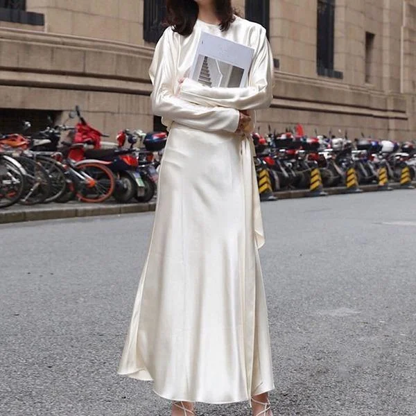 Comfortable Sweaters Casual Women's Sets Winter Trendy  Collar Long Batwing Sleeve Elegant Bandage Side Split