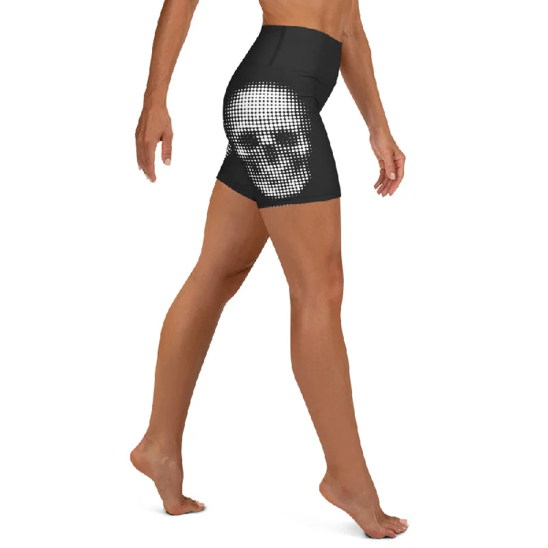 Effortless Wear Charcoal Halftone Skull Yoga Shorts