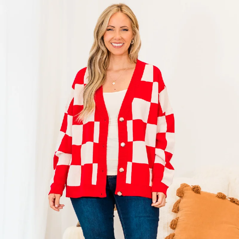 Preview New Products Checkmate Babe Cardigan, Red