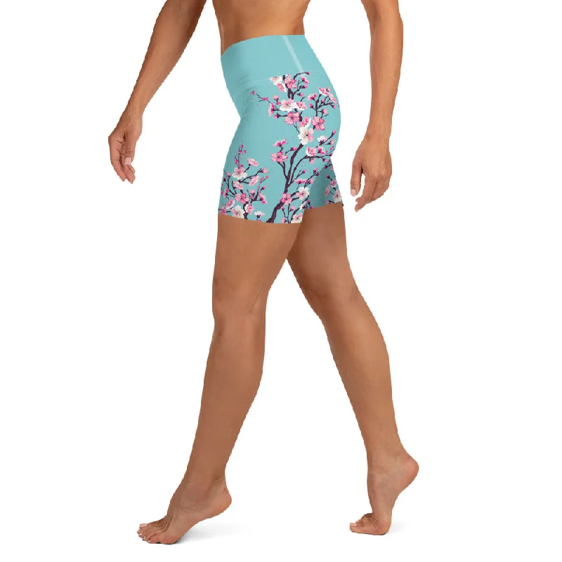 Cozy Shirts Cherry Blossom Yoga Shorts