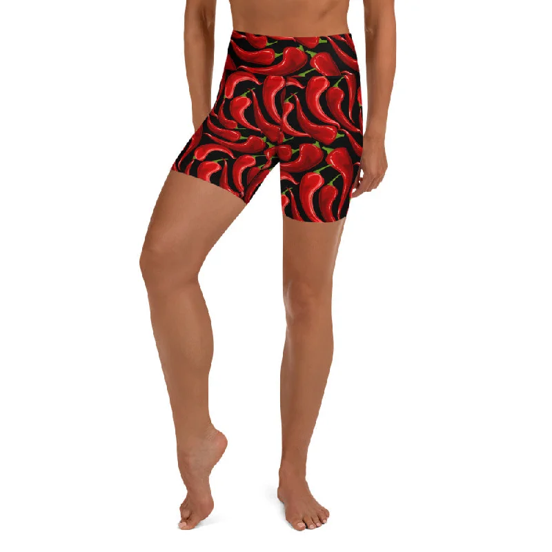 Cute Style Chilli Pepper Yoga Shorts