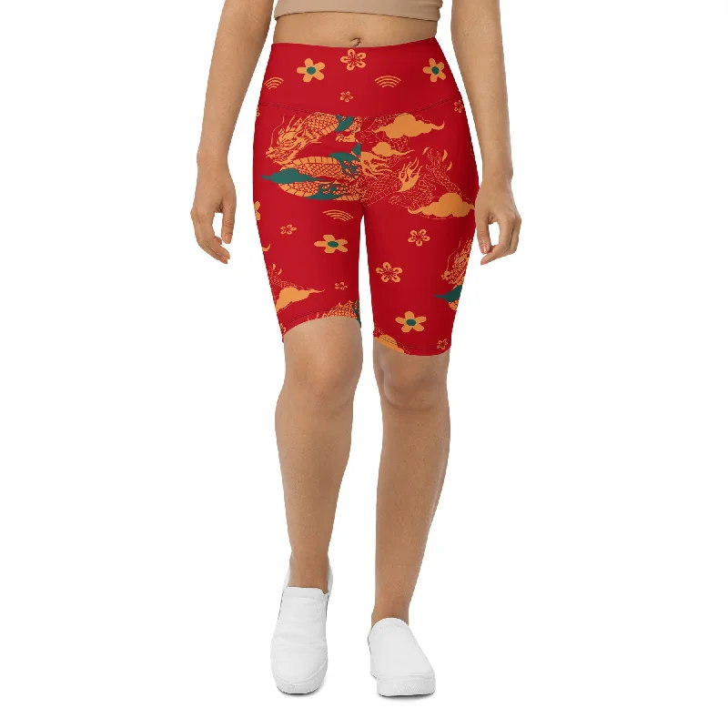 Versatile Casuals Chinese Dragon Biker Shorts