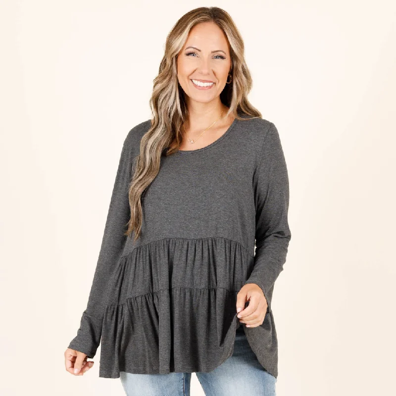 Warm Layers Closer To Me Top, Charcoal