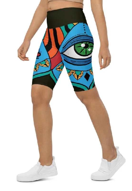 Elegant Temperament Colorful Eye Symbol Biker Shorts