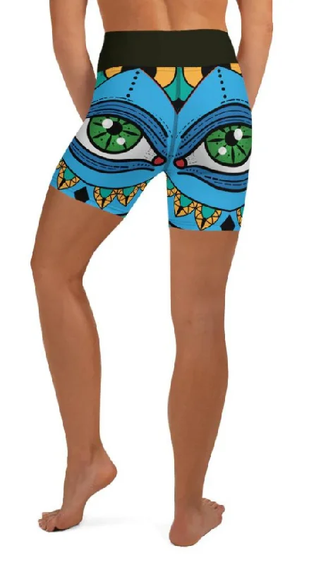 Free And Comfortable Colorful Eye Symbol Yoga Shorts