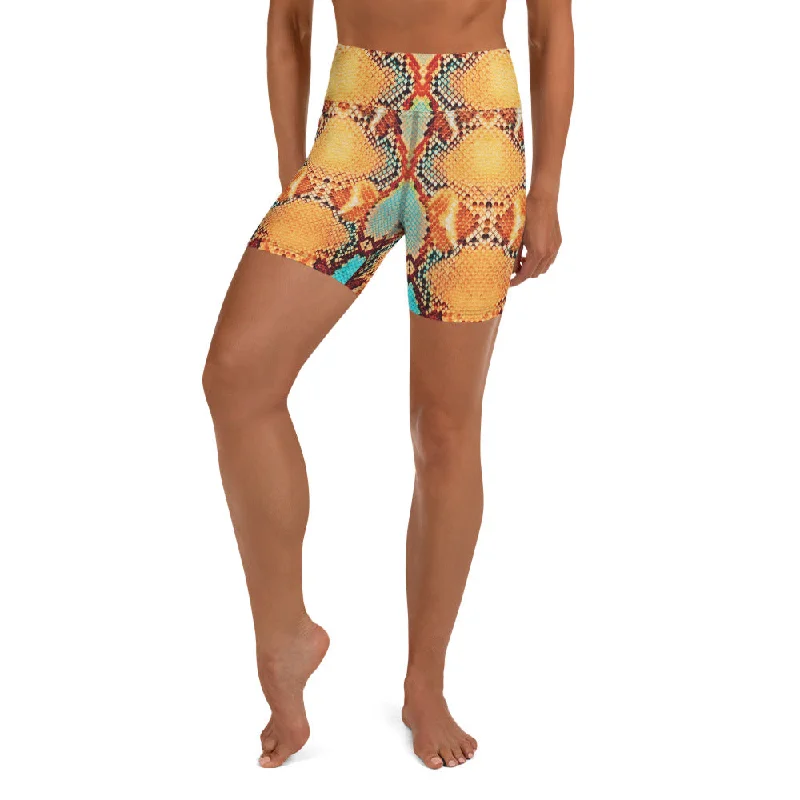 Carefree Colorful Snake Pattern Yoga Shorts