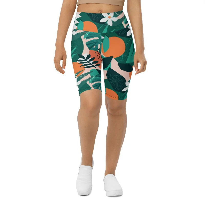 Easy Wear Chic Contemporary Tropical Biker Shorts