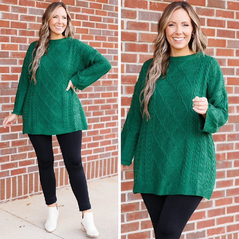 Comfortable Fashion Crossing Channels Sweater, Hunter Green