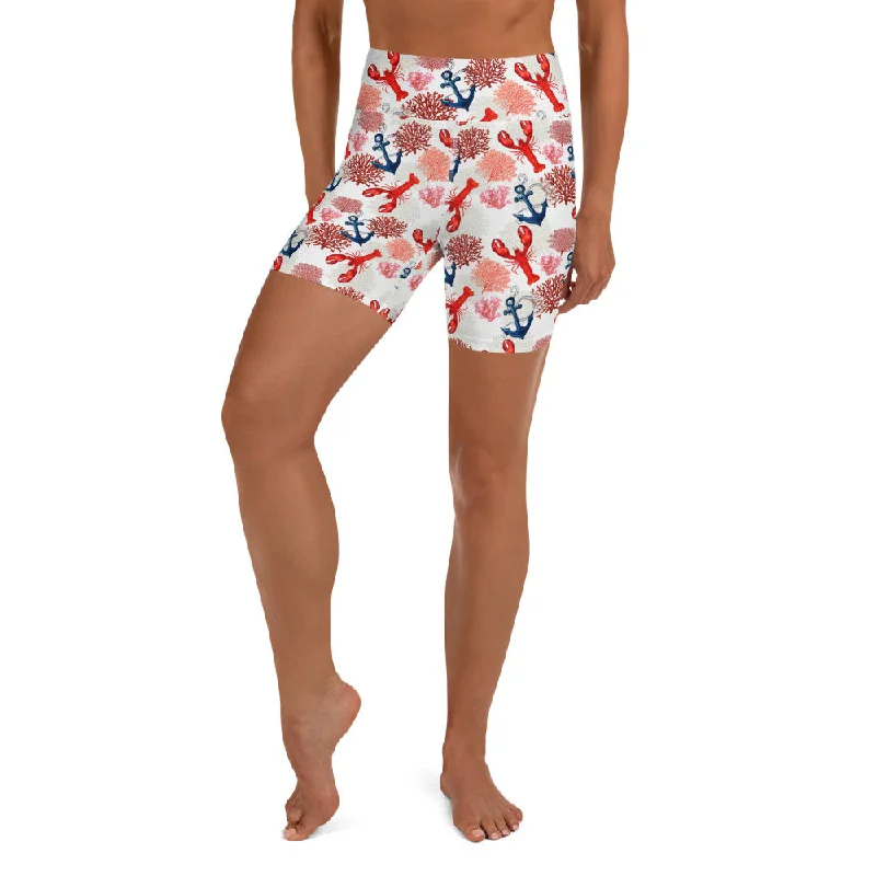 Warm Winter Series Cute Lobster Yoga Shorts