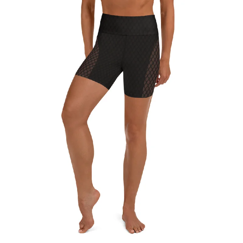 Stylish Comfort Dark Mesh Print Yoga Shorts