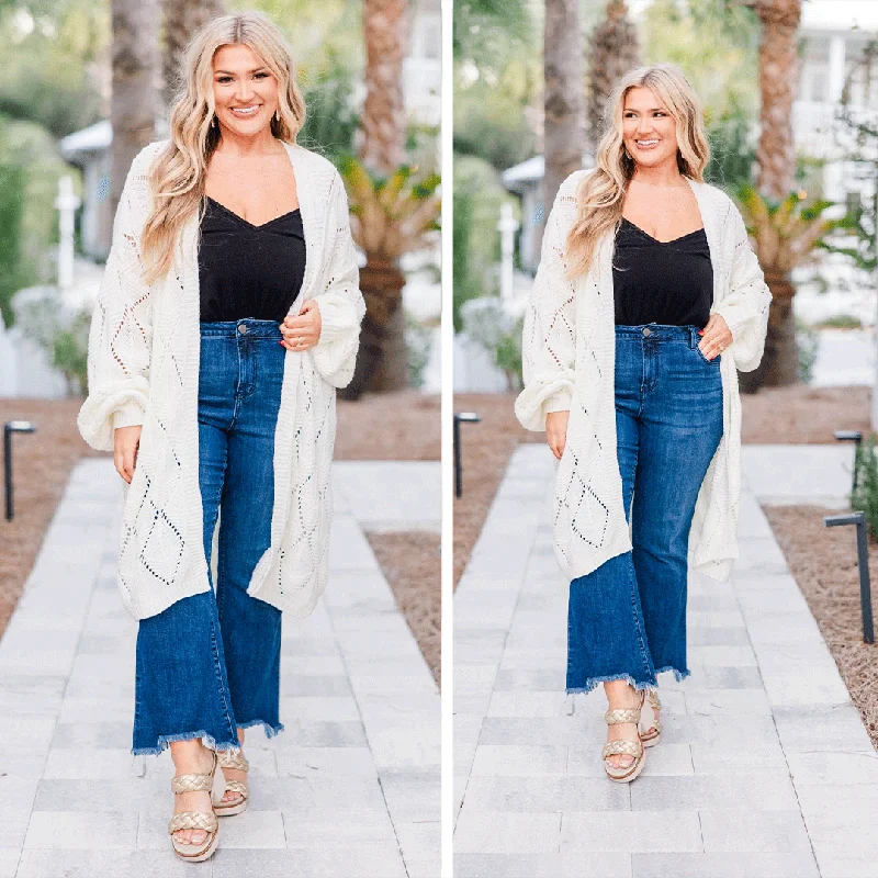 Exclusive Customization Eat, Drink, And Be Cozy Cardigan, White