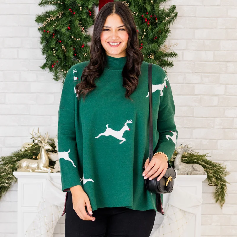 Effortless Elegance Everything And More Sweater, Green Deer