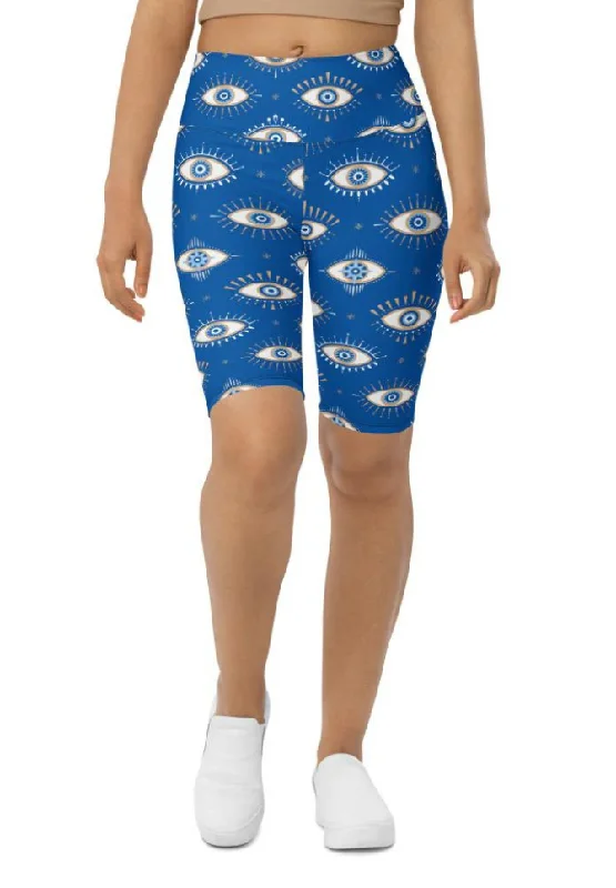 Simple Style Evil Eye Pattern Biker Shorts
