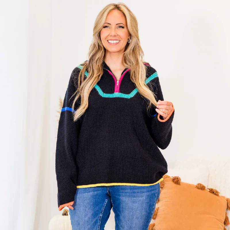 Sports Fashion Falling For Fall Sweater, Black