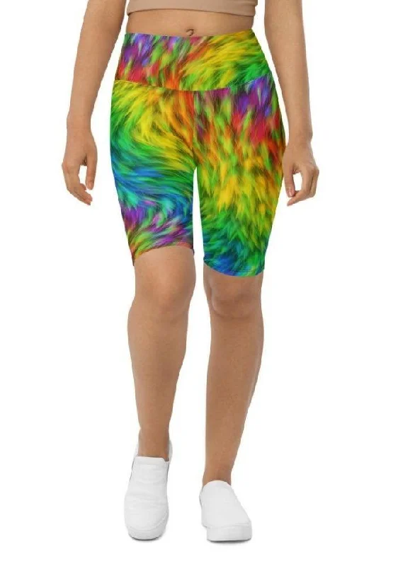 Luxury Customization Fluffy Rainbow Biker Shorts