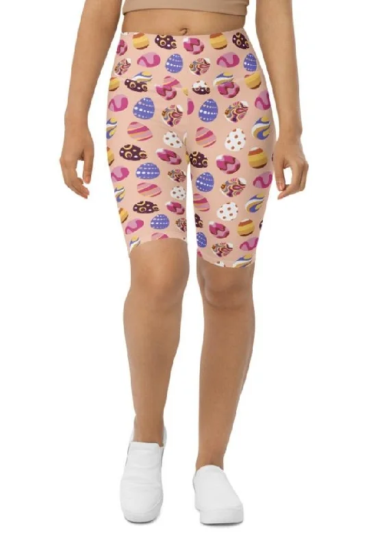 Casual And Comfortable Fun Easter Eggs Pattern Biker Shorts
