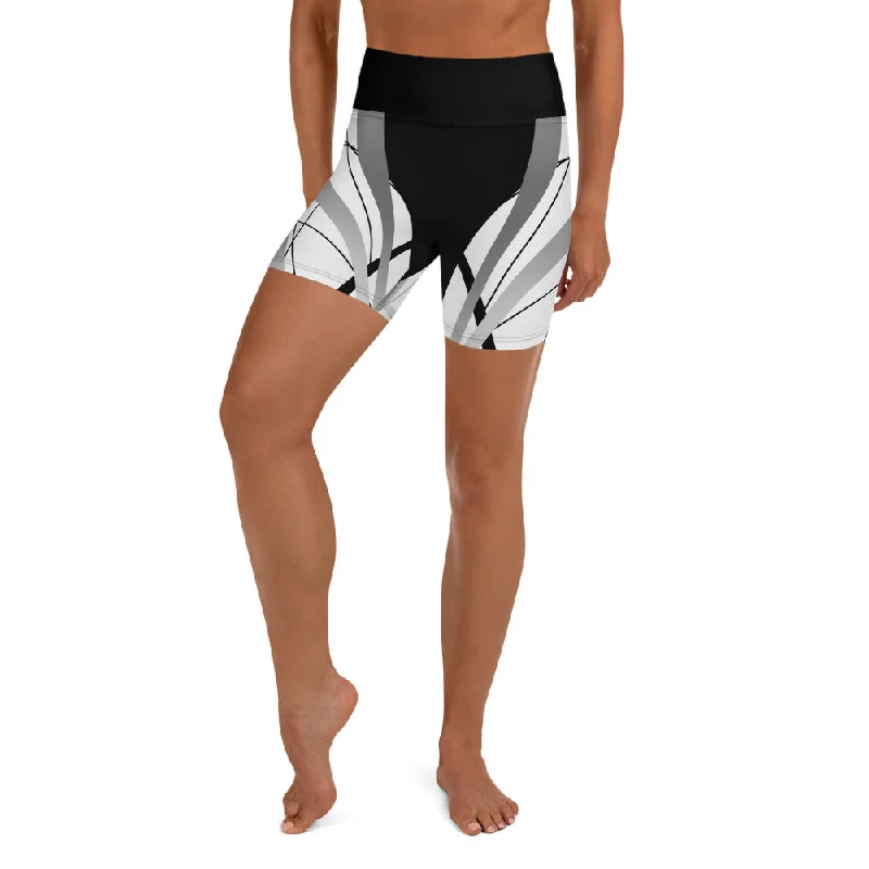 Floral Prints Geometric Lines Yoga Shorts