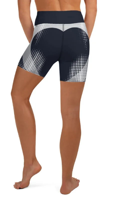 Spring Fashion Gray Geometric Heart Yoga Shorts