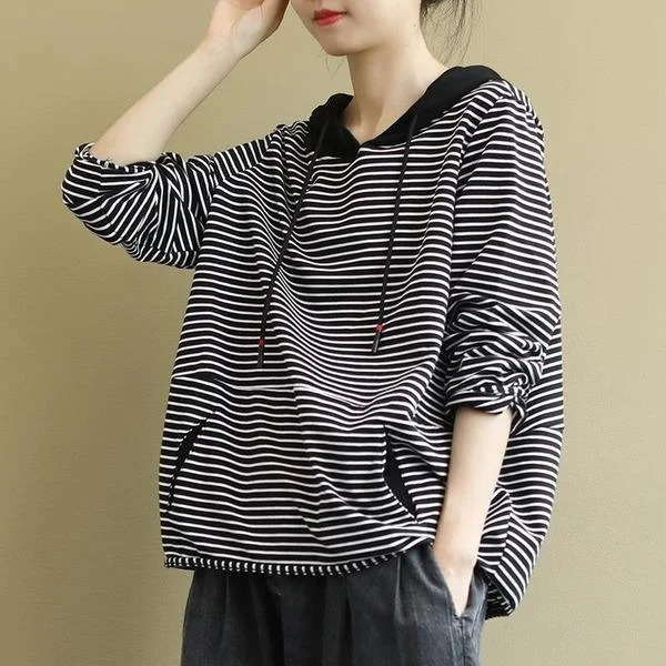 Soft Feel Harajuku Hoodies Women Autumn Loose Casual Hooded Pullovers