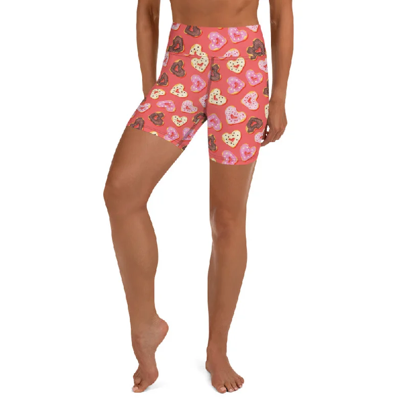 Easy-to-Wear Heart Doughnuts Yoga Shorts