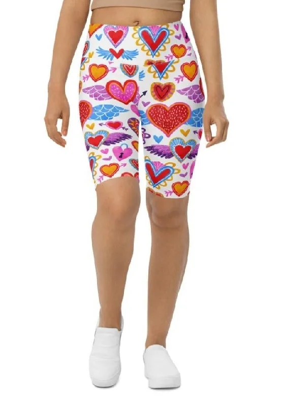 French Style Heart Pattern Biker Shorts