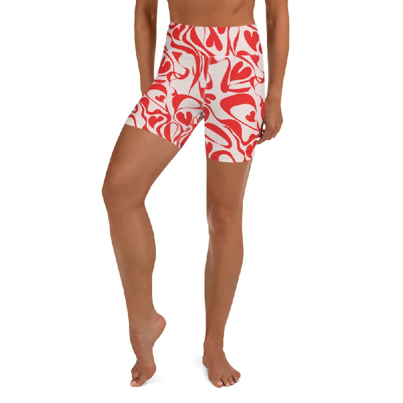 Sports Style Heart Swirl Yoga Shorts
