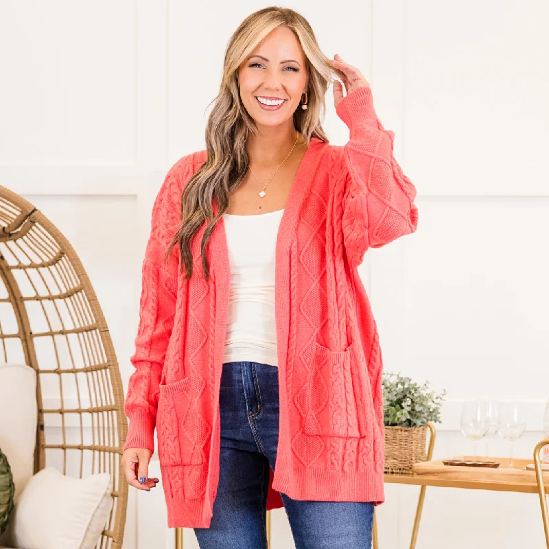 Comfortable Looks Into The Clouds Cardigan, Coral