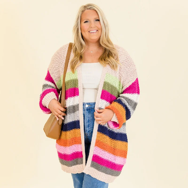 Warm Comfort Josephine Cardigan, Nude Multi