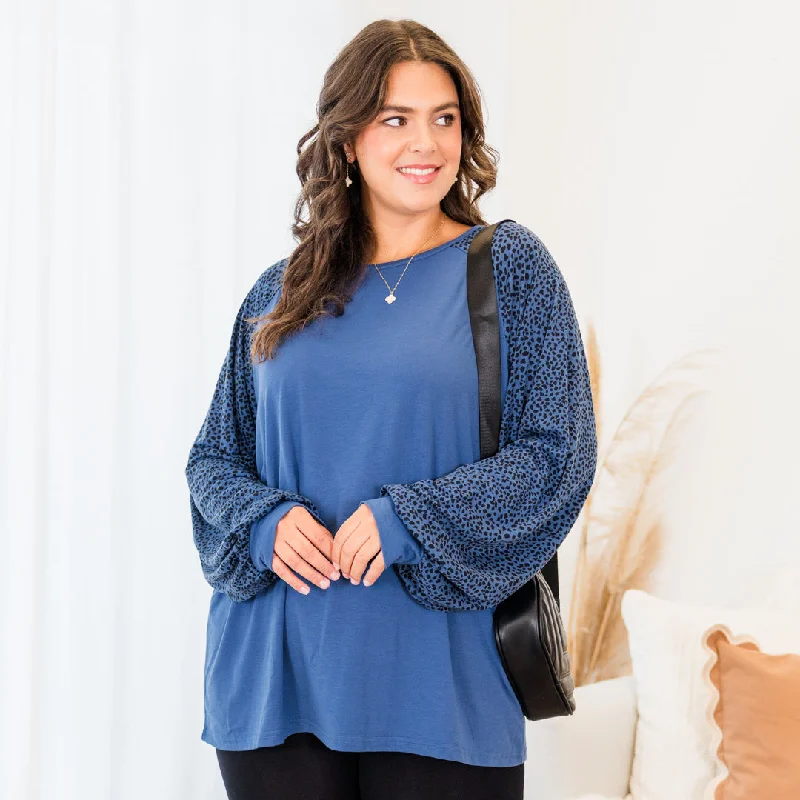 Street Fashion Keep Cool And Calm Top, Blue