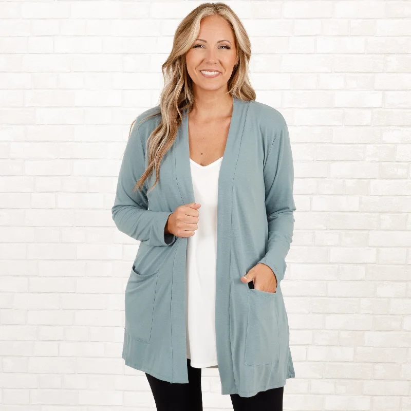 Stylish Jackets Kindness and Compassion Cardigan, Blue Grey