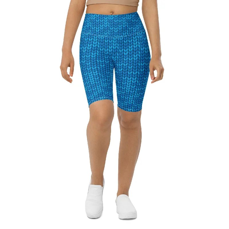Soft Feel Knitted Print Pattern Biker Shorts
