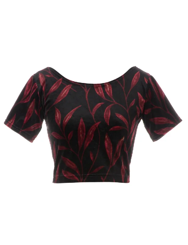 Dessert Matching Label Velvet Low Back Crop Top