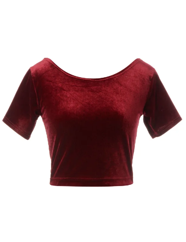 Design Perception Label Velvet Low Back Crop Top