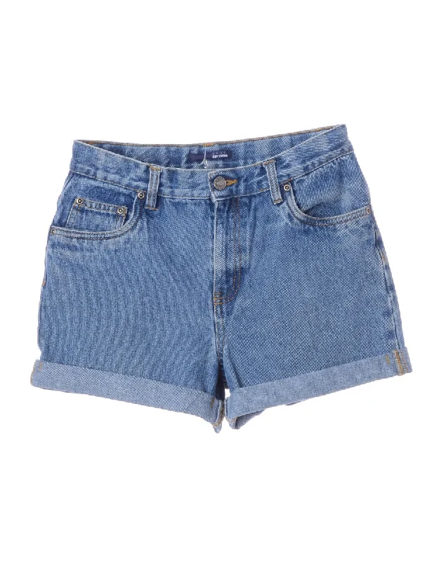 French Retro Label Willow Rolled Hem Denim Shorts