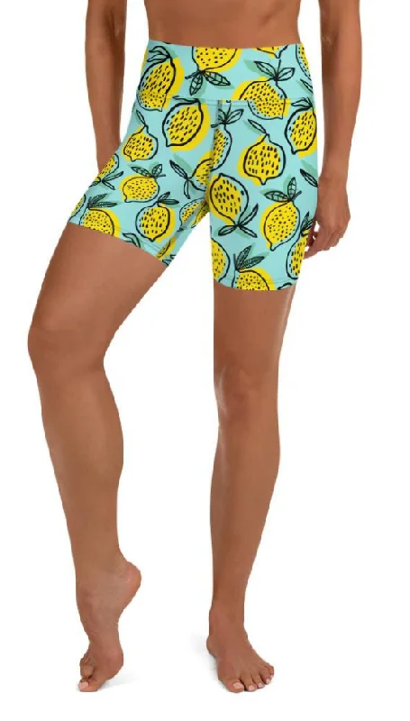 High Street Series Lemon Pattern Yoga Shorts
