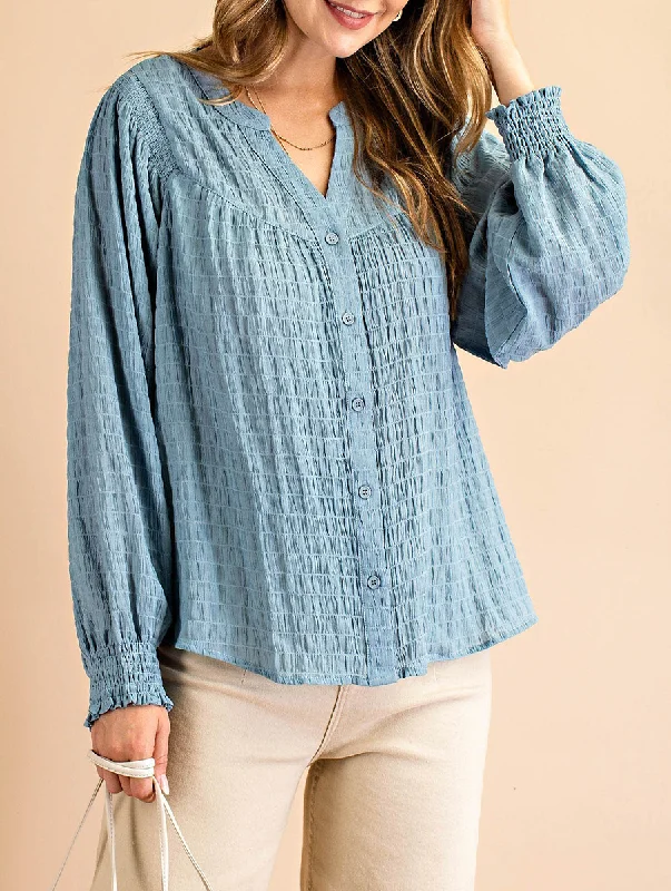 Design Perception Let's Stop Wishing Smocked Long Sleeve
