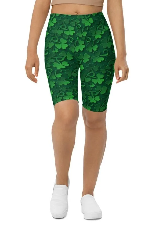 Comfortable And Casual Lucky Shamrock Biker Shorts