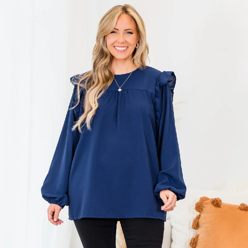 Elegant Comfort Making More Memories Top, Navy
