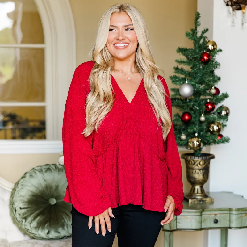 Timeless Comfort Meet Me At Our Spot Top, Red