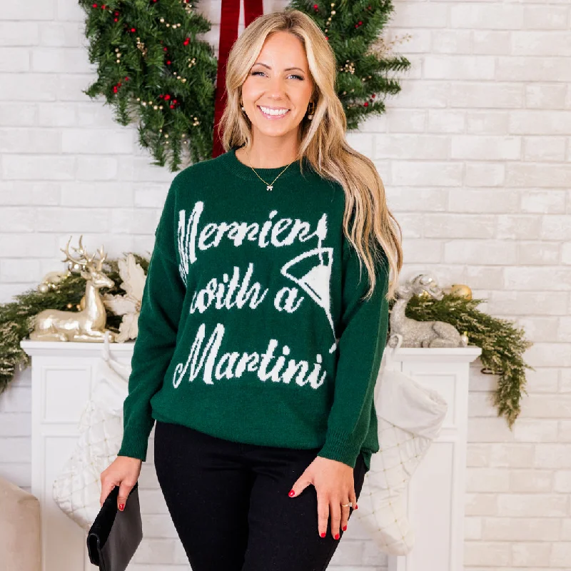 Romantic And Fresh Merrier With A Martini Sweater, Green