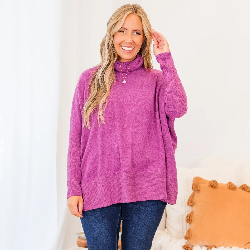 Luxury Fashion Mind Made Up On You Sweater, Light Plum